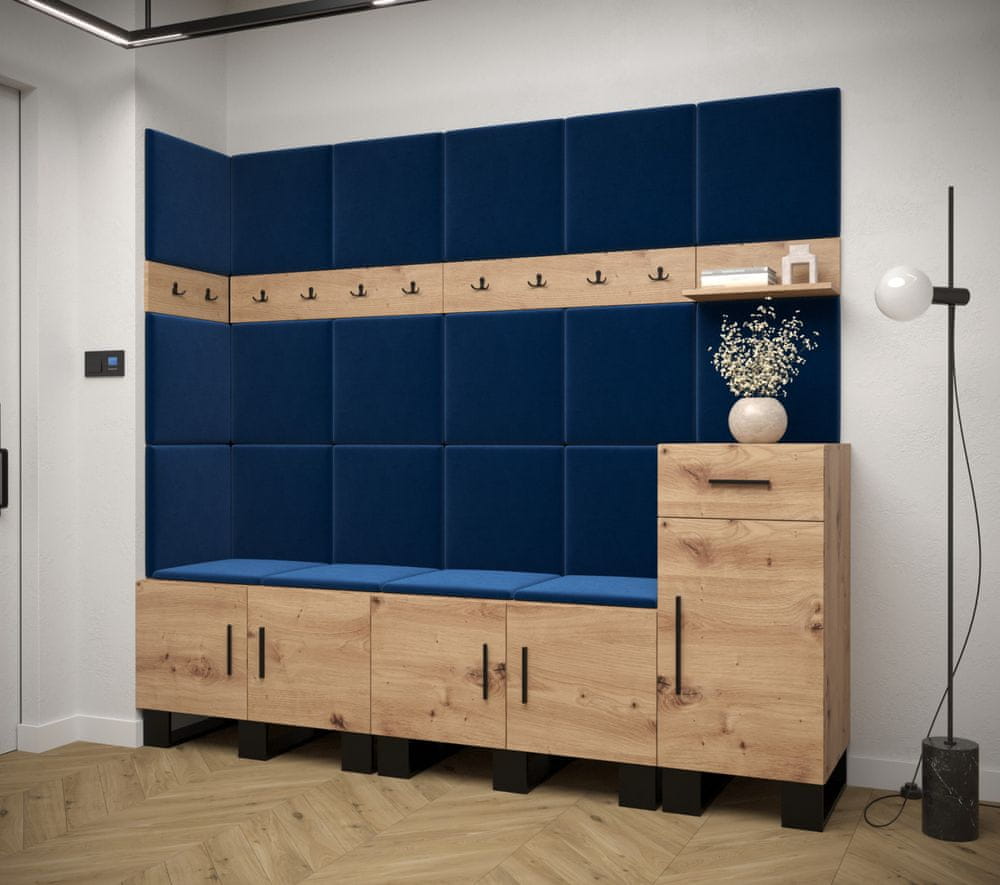 Veneti Predsieňová zostava RUMIE 9 - dub artisan, modré panely